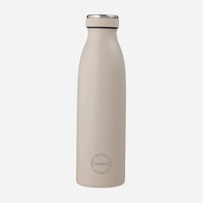 Cream Beige Stainless Steel Water Bottle from Aya and Ida available to buy at CAHM.