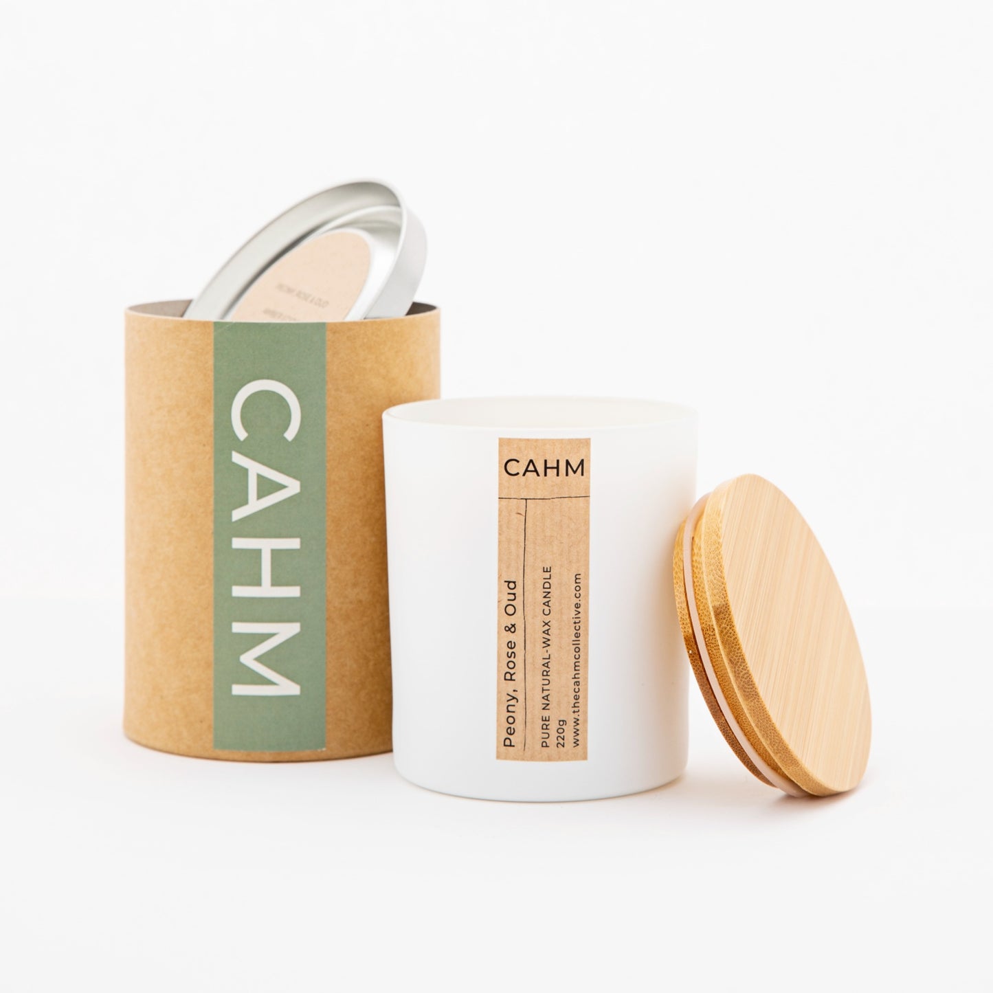 Peony, Rose and Oud Candle - White
