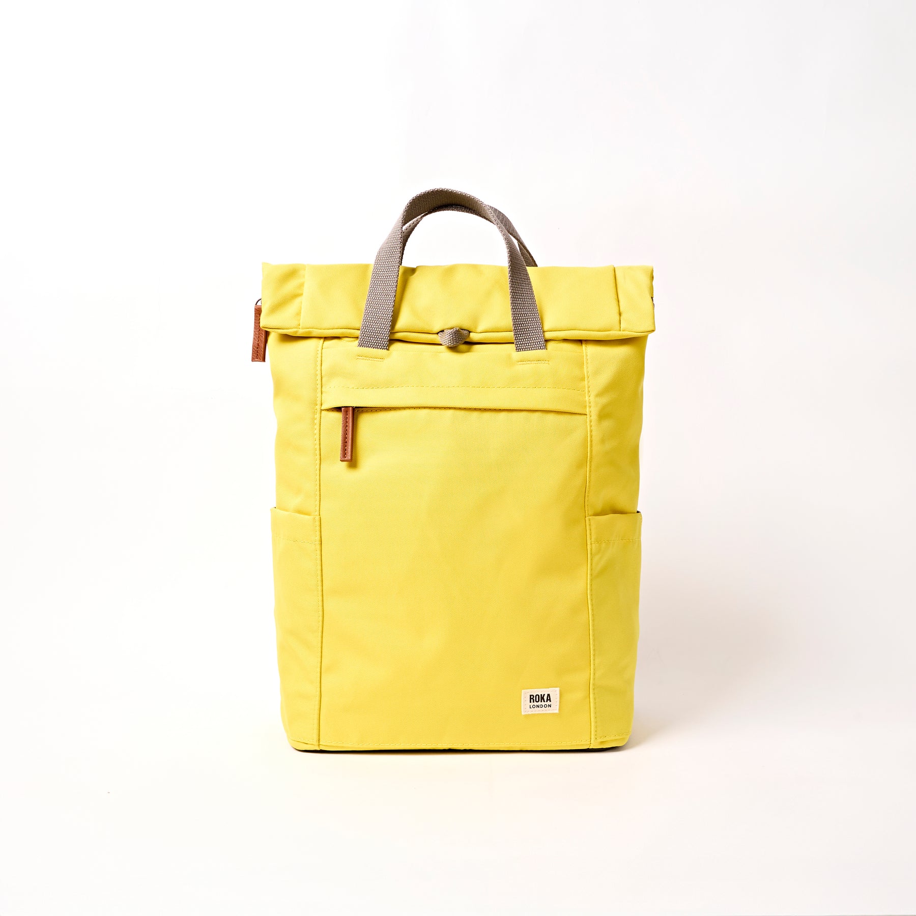 ROKA London Finchley Medium Recycled Canvas Backpack in Passion Fruit — 15 litre, laptop sleeve