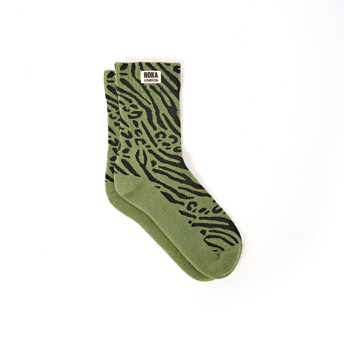 ROKA London Wimbledon Women's Organic Cotton Crew Socks in Mixed Animal Artichoke Print — UK size 3-8