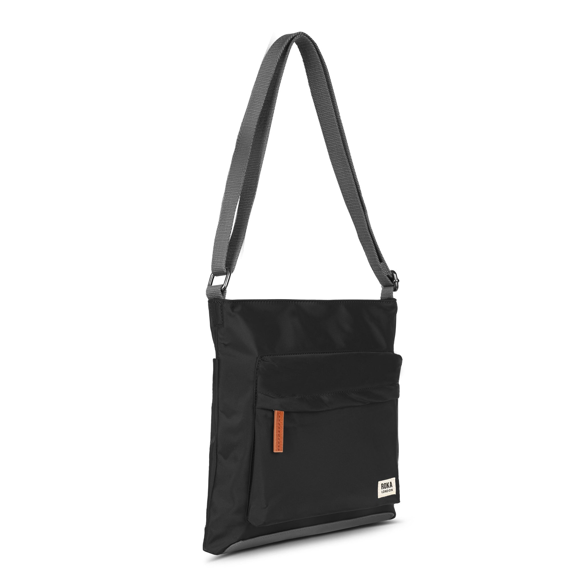 ROKA London Kennington Crossbody Bag in Black Nylon — side view