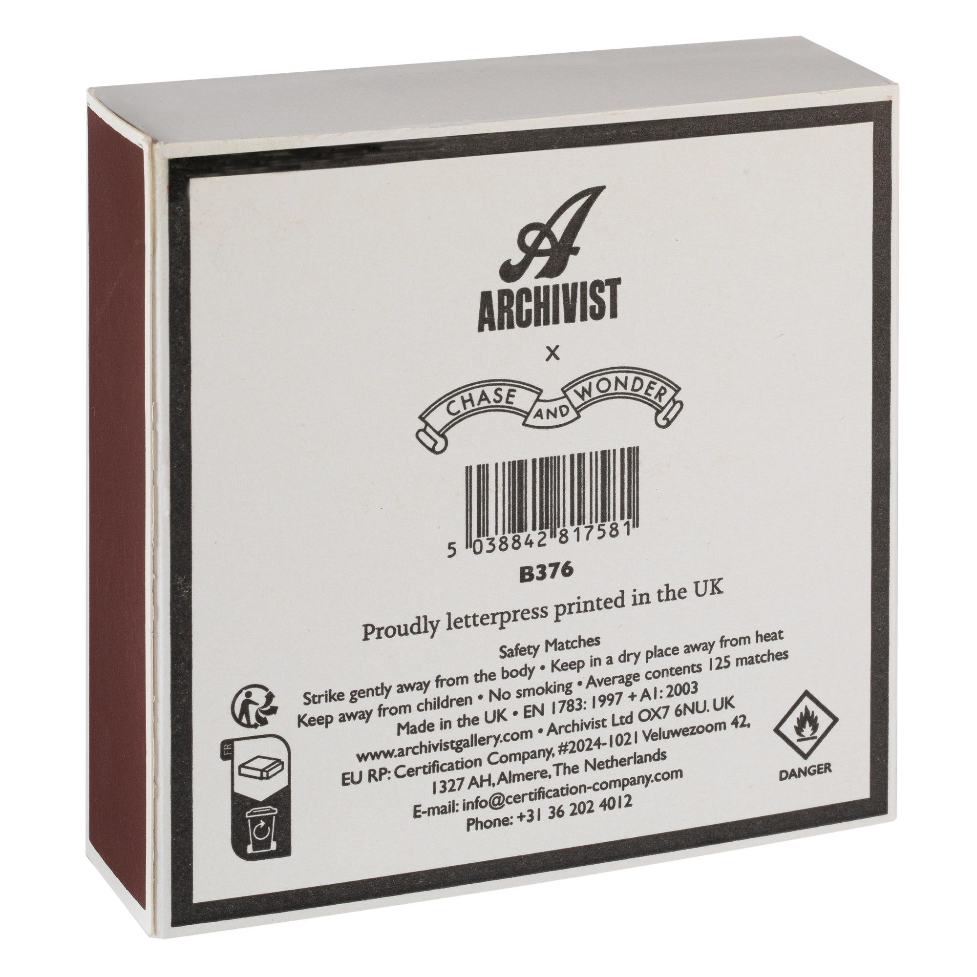 Back of a product box with 'Archivist' branding and text.