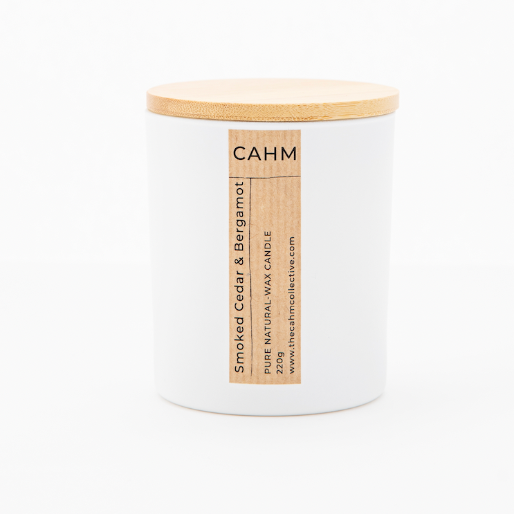 Smoked Cedar and Bergamot Candle - White
