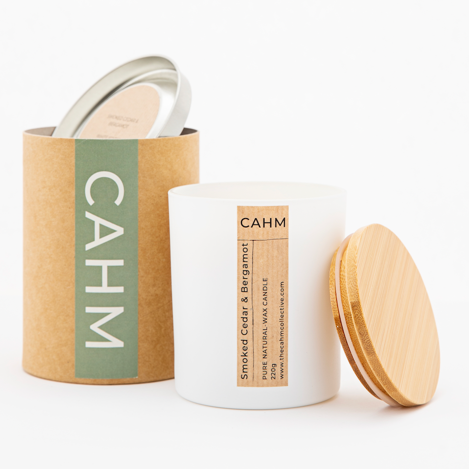 Large white luxury soy candle, 220g | The CAHM Collective