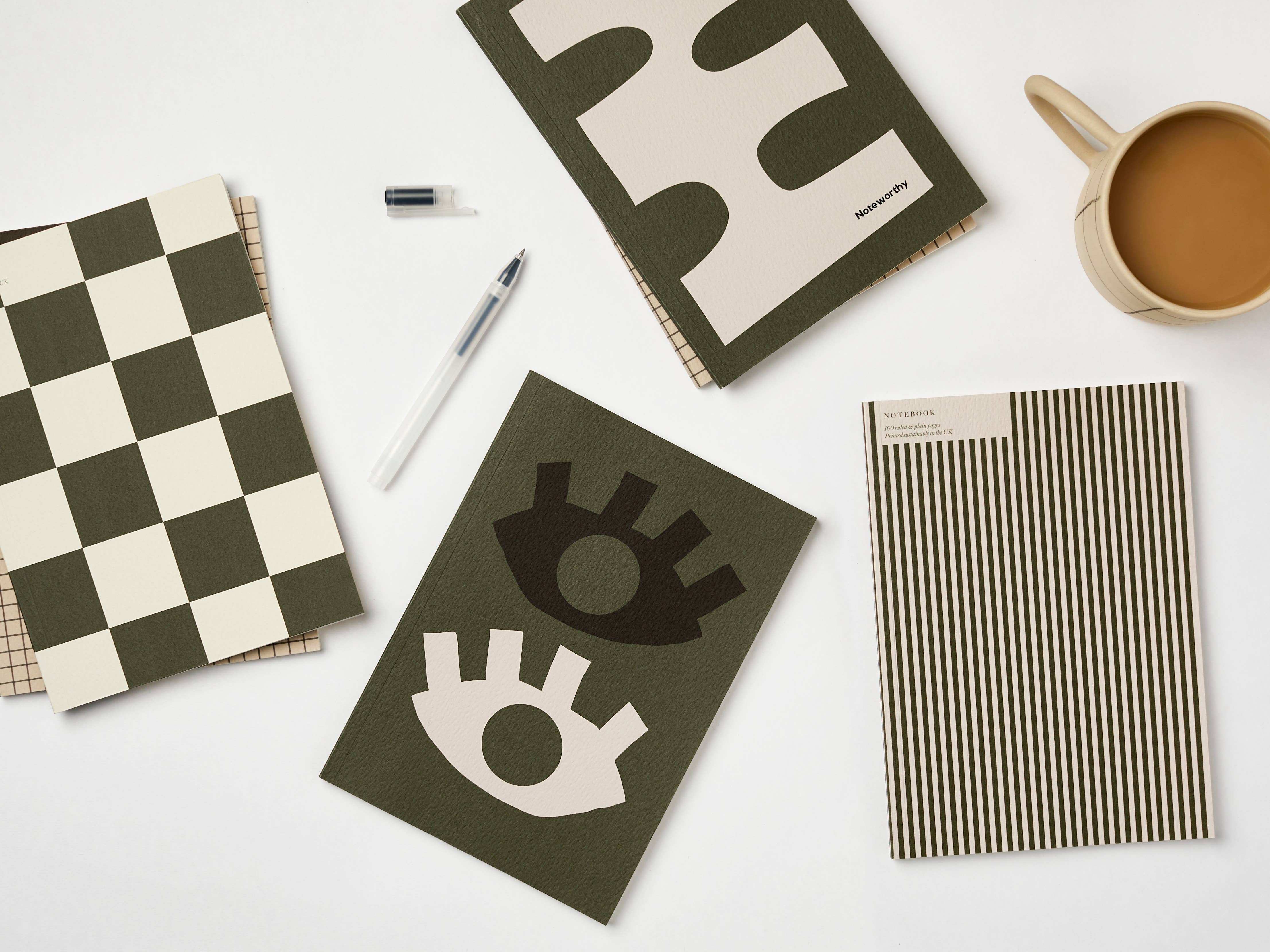 Kinshipped Thin Green Stripe notebook detail