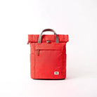 ROKA London Finchley Medium Recycled Canvas Backpack in Scarlet Red — 15 litre, laptop sleeve