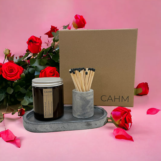 Candle, Tray and Match Pot Gift Set