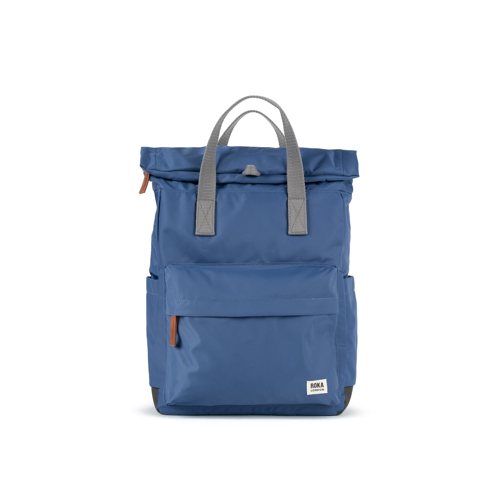ROKA London Canfield Medium Roll Top Backpack in Burnt Blue Nylon