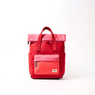 ROKA London Canfield Small Roll Top Backpack in Red Tonal Nylon