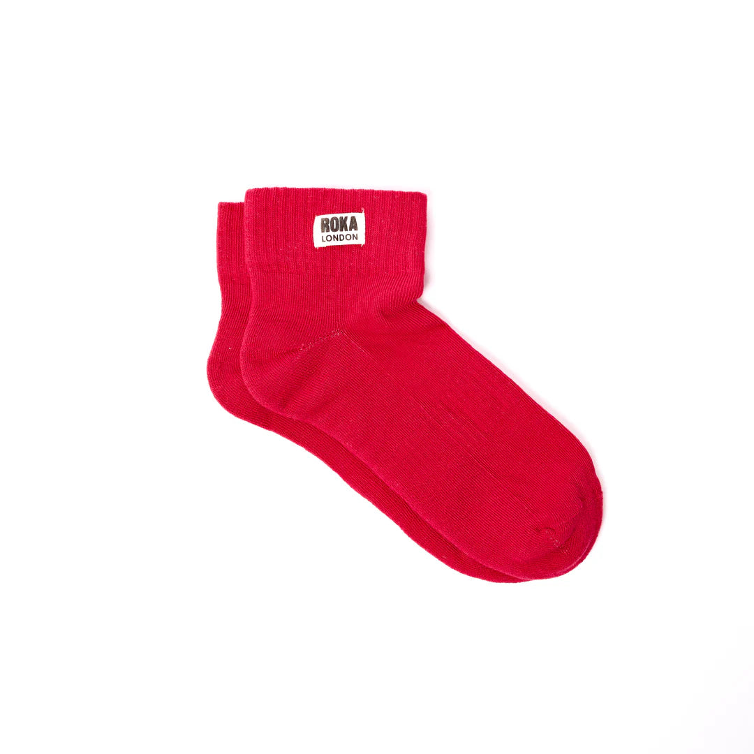 ROKA London Wembley Ankle Socks in Scarlet