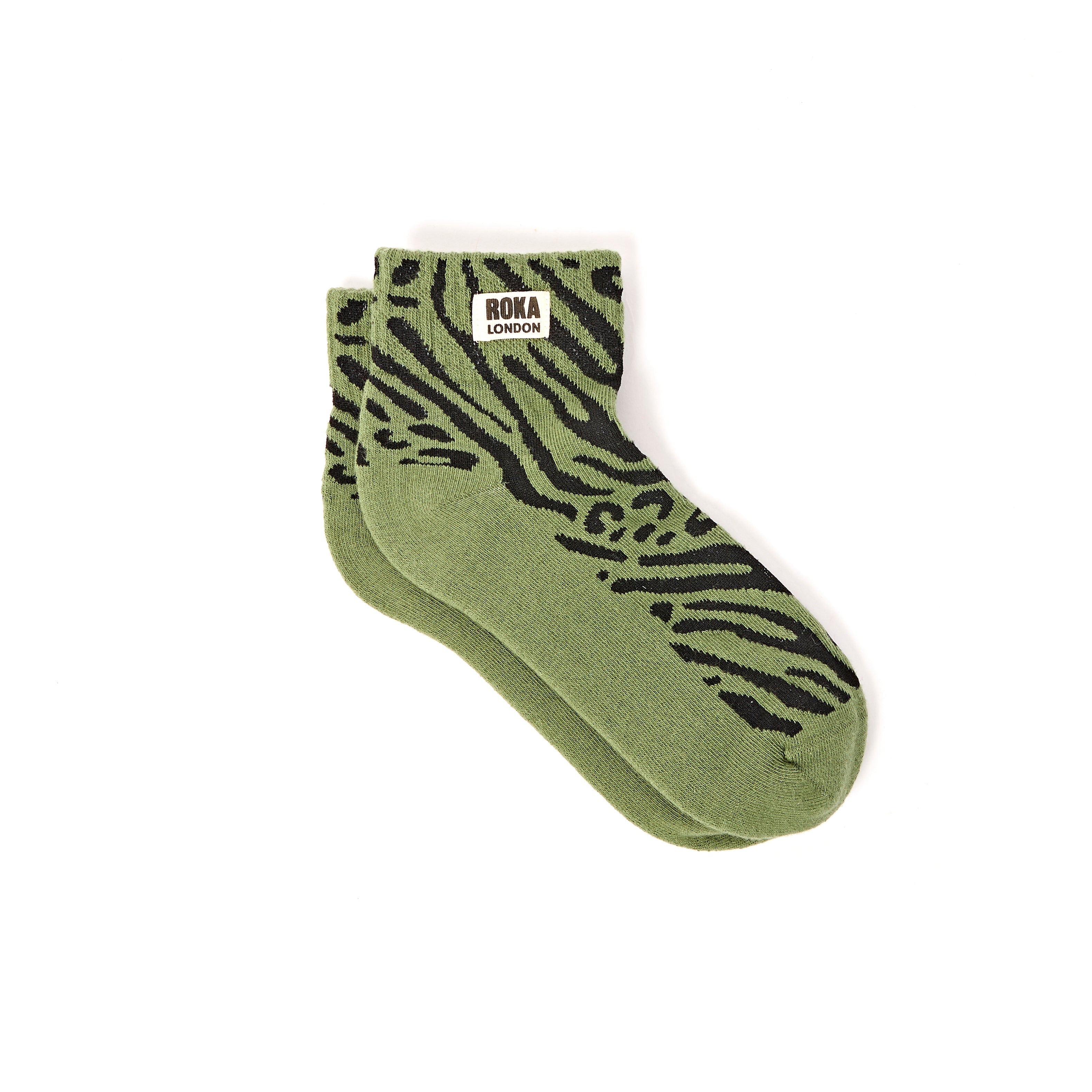 ROKA London Wembley Ankle Socks in Mixed Animal Artichoke