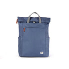 ROKA London Finchley Medium Recycled Canvas Backpack in Airforce Blue — 15 litre, laptop sleeve