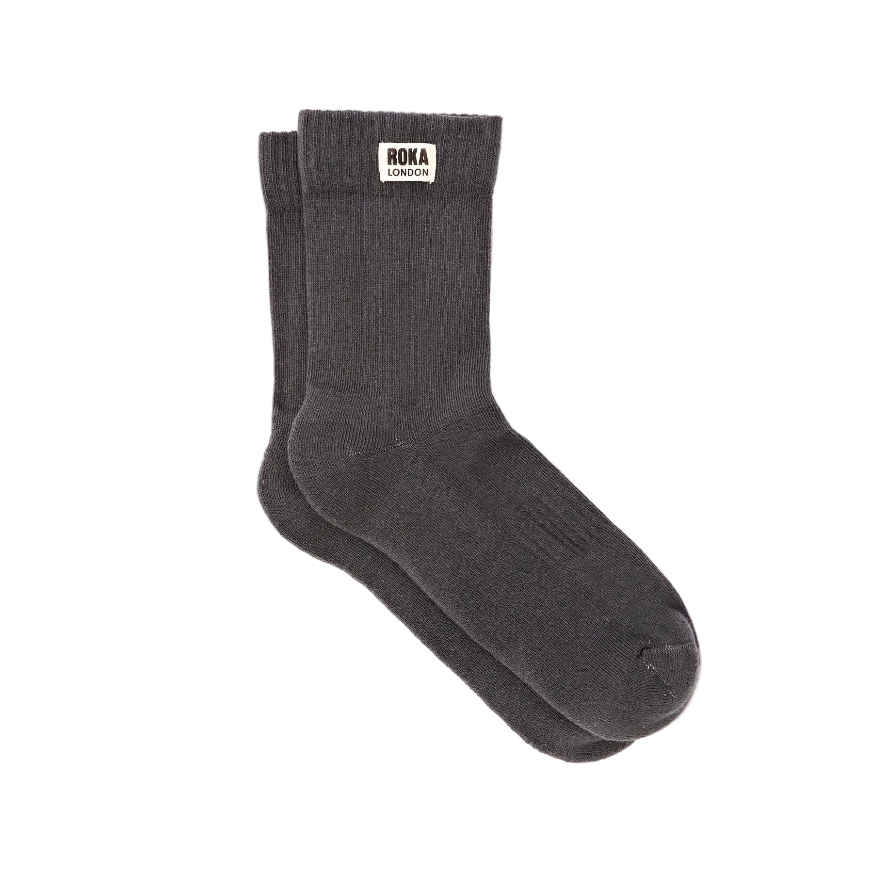 ROKA London Wimbledon Men's Organic Cotton Crew Socks in Faded Black — UK size 6-12
