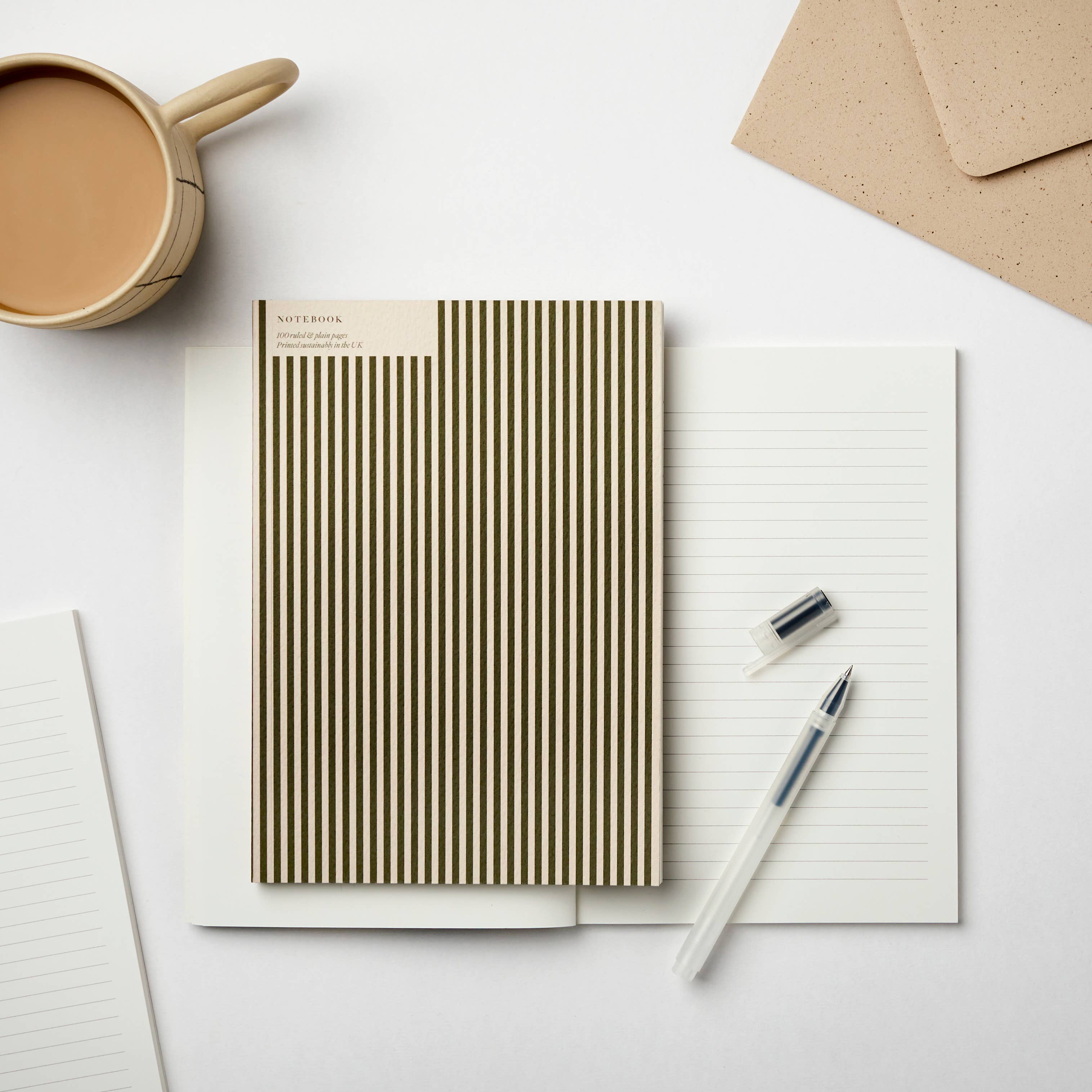 Kinshipped Thin Green Stripe A5 Notebook