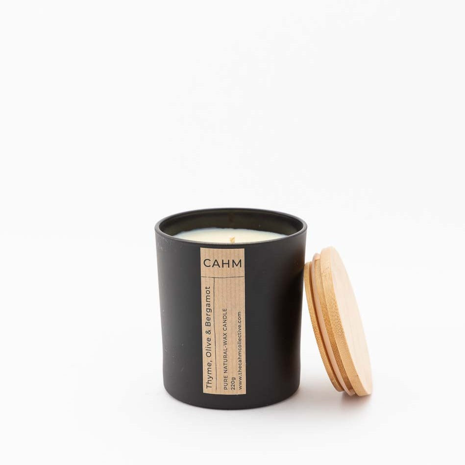 Thyme, Olive & Bergamot Candle - Black