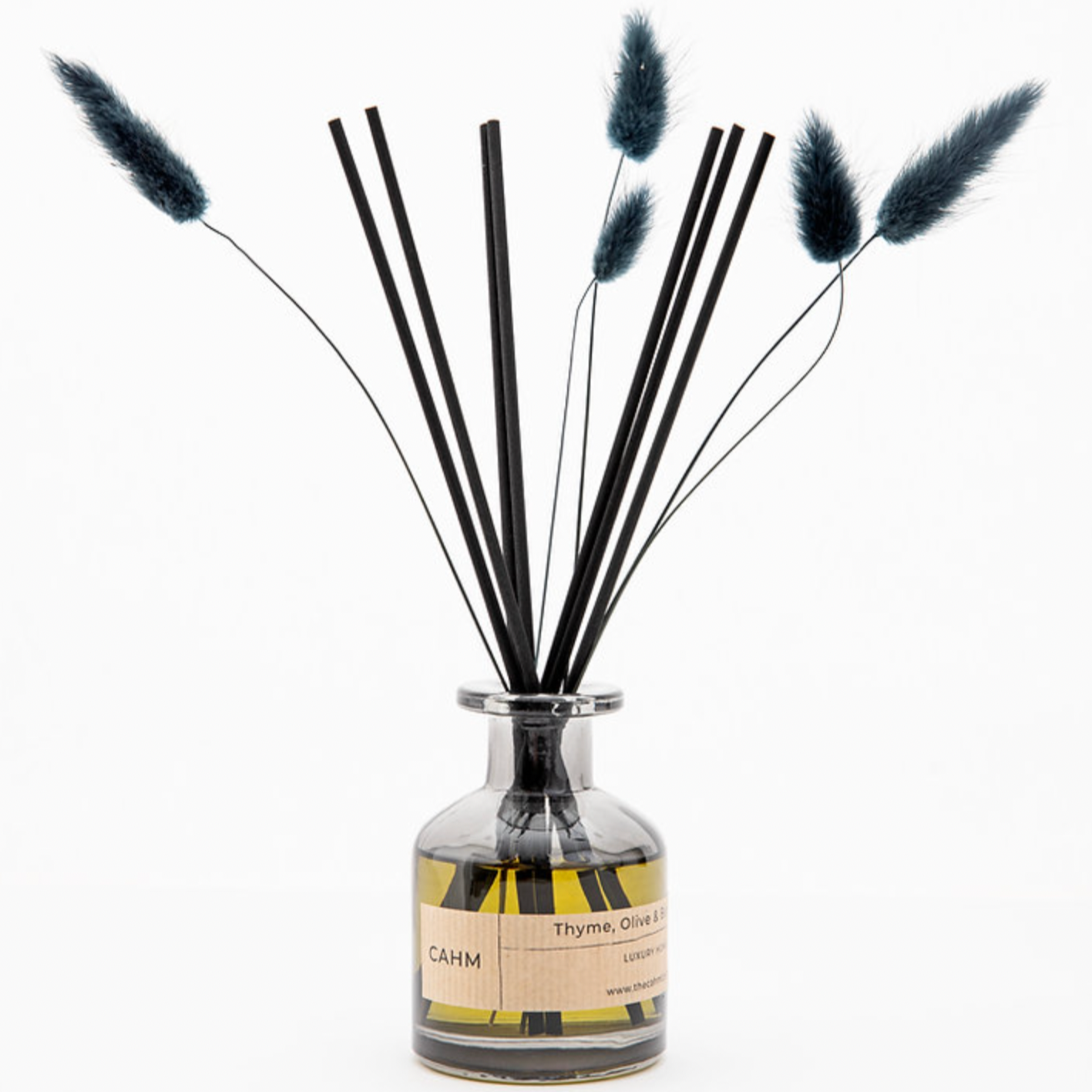 A Thyme, Olive and Bergamot reed diffuser from The CAHM Collective.