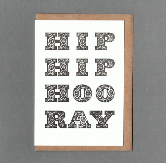 Hip Hip Hooray - B&W - Greetings Card